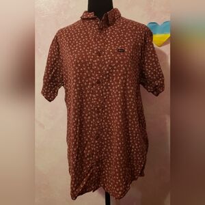 RVCA Men's Maroon Floral Shirt